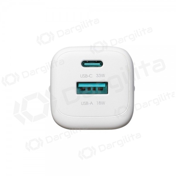 Telefono įkroviklis Joyroom JR-TG7 33 W USB-C + USB-A PD QC PPS baltas