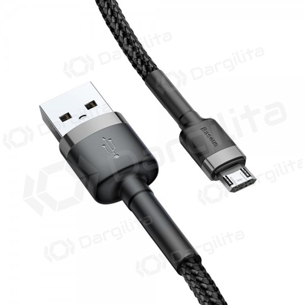 USB kabelis Baseus Cafule microUSB 1.0m 2.4A (pilkas-juodas) CAMKLF-BG1