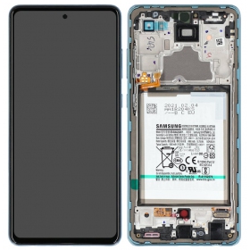 Samsung Galaxy A72 4G / A72 5G ekranas (mėlynas) (su rėmeliu) (originalus)