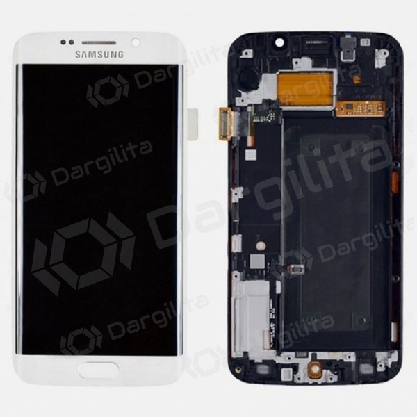 Samsung G925F Galaxy S6 Edge ekranas (baltas) (su rėmeliu) (service pack) (originalus)