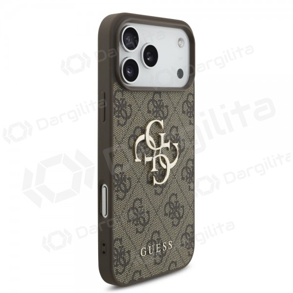 Apple iPhone 17 Pro Max dėklas "Guess PU 4G Metal Logo" (rudas)