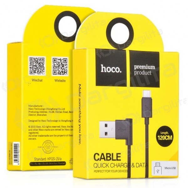 USB kabelis HOCO UPM10 L Shape microUSB 1.2m (juodas)