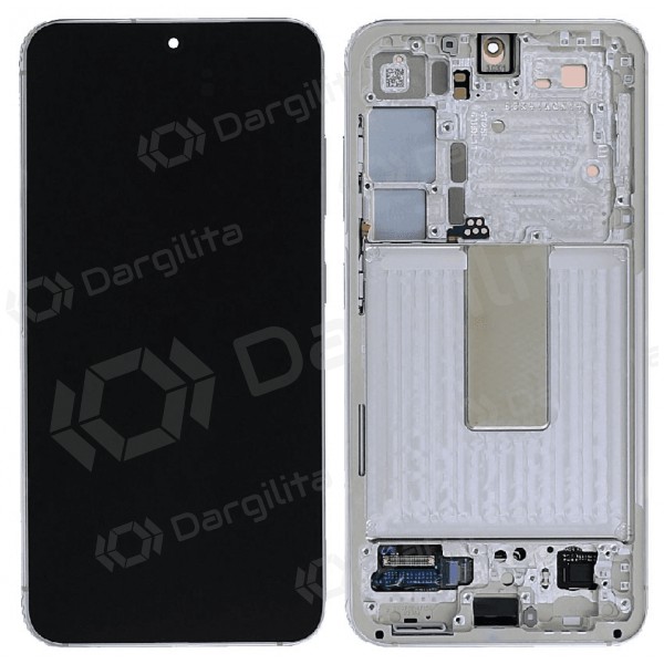 Samsung Galaxy S23 ekranas (kreminė) (su rėmeliu) (originalus) Samsung Galaxy S23 ekranas (kreminė) (su rėmeliu) (originalus)