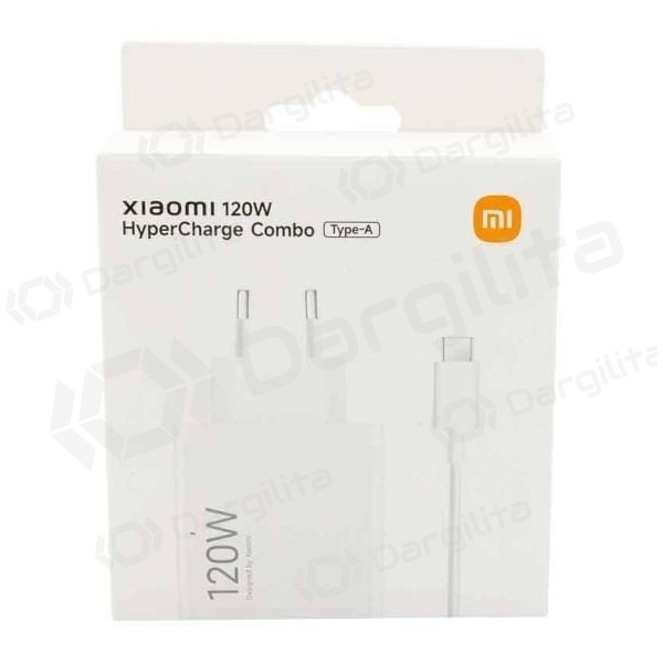 Įkroviklis originalus Xiaomi (BHR9462EU) 120W + type-C kabelis baltas su įpakavimu