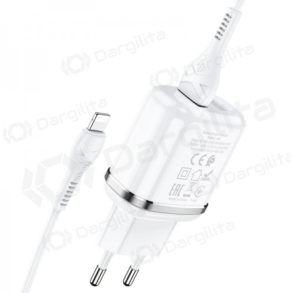 Įkroviklis Hoco N4 su dviem USB  jungtimis + Lightning (2.4A) (baltas)