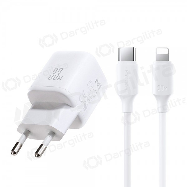 Telefono įkroviklis Joyroom JR-TG7 33 W USB-C + USB-A PD QC PPS USB-C to Lightning baltas