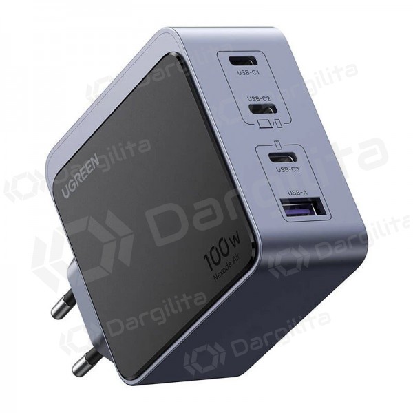 Tinklo įkroviklis Ugreen X565 100 W GaN 3x USB-C + USB-A pilkas