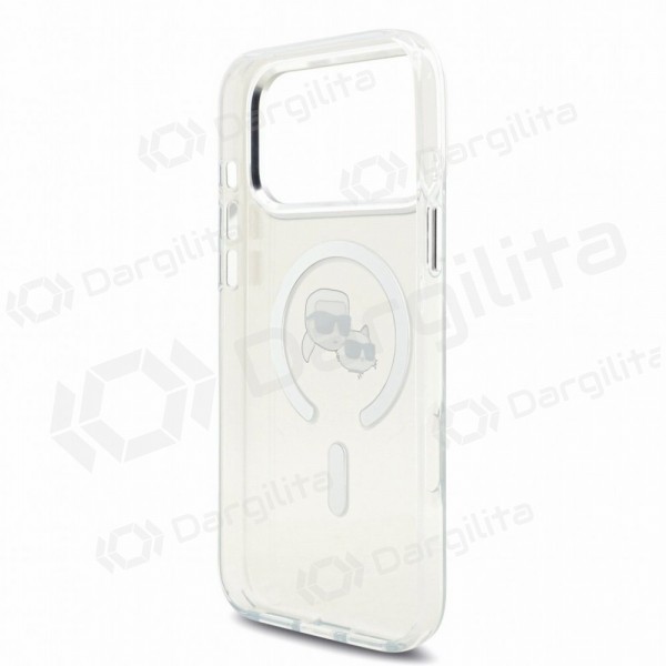 Apple iPhone 18 Pro dėklas "Karl Lagerfeld IML K&CH Heads Metal Frame MagSafe" (skaidrus)