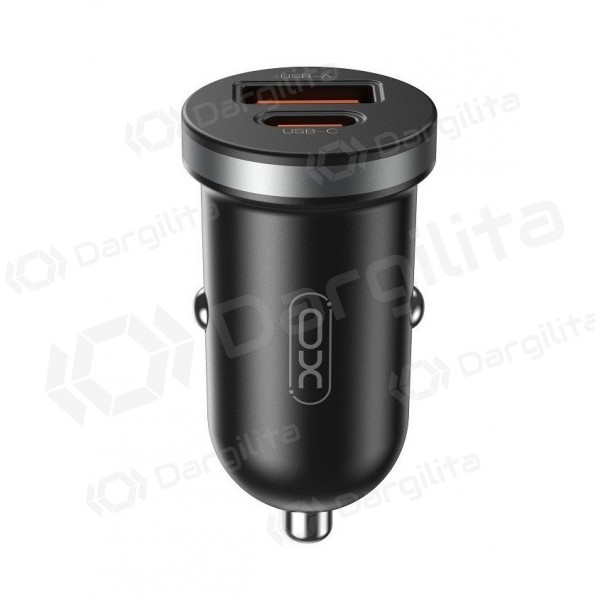 Automobilinis įkroviklis XO CC56 30 W USB-C + USB-A PD QC juodas