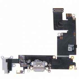 Apple iPhone 6 Plus įkrovimo lizdo, mikrofono ir audio lizdo lanksčioji jungtis (šviesiai pilka) (naudota, originali)
