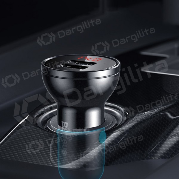 Automobilinis telefono įkroviklis Baseus Digital Display CCBX-0G 24 W 2x USB-A juodas