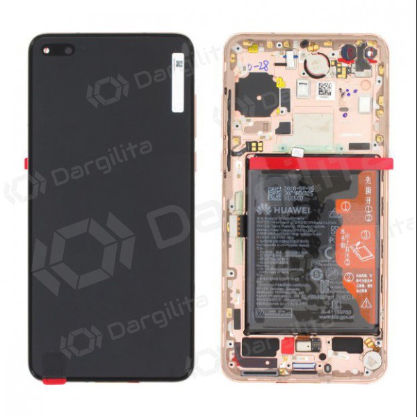 Huawei P40 ekranas (auksinis) (su rėmeliu ir baterija) (service pack) (originalus)