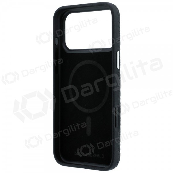 Apple iPhone 18 Pro Max dėklas "Karl Lagerfeld PU Grained Allover Semi Wrap MagSafe" (juodas)