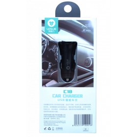 Įkroviklis automobilinis Leslie C18 2 USB 2.4A (1A+2A) (juodas)