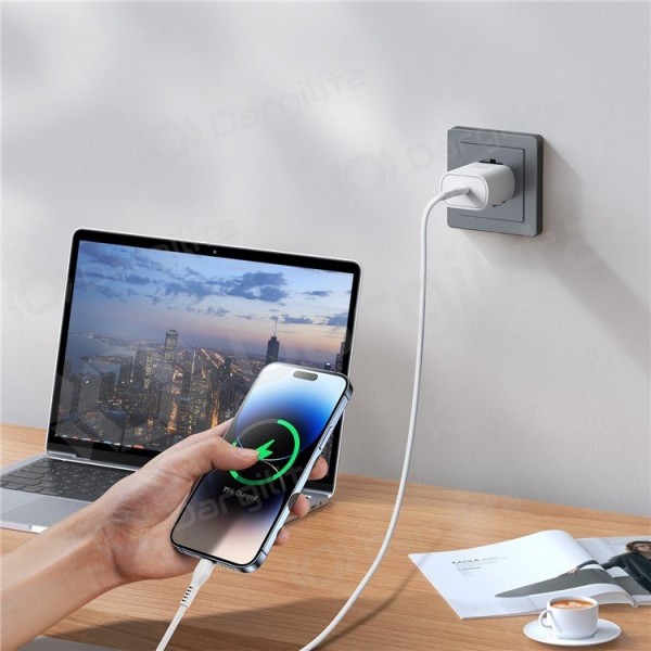 Telefono įkroviklis DUZZONA T6 25 W USB-C PD PPS baltas