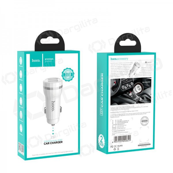 Įkroviklis automobilinis Hoco Z27 (2.4A) (baltas) Įkroviklis automobilinis Hoco Z27 (2.4A) (baltas)
