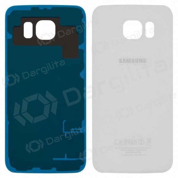 Samsung G920F Galaxy S6 galinis baterijos dangtelis baltas (white pearl) (naudotas grade A, originalus)