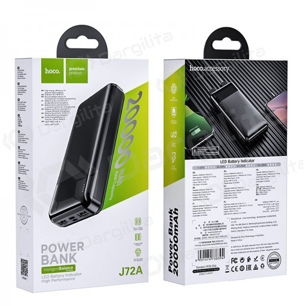 Išorinė baterija Power Bank Hoco J72A 20000mAh juoda