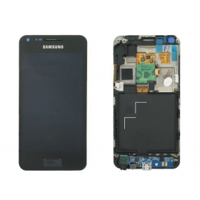 Samsung Galaxy S Advance ekranas (juodas) (su rėmeliu) (originalus)