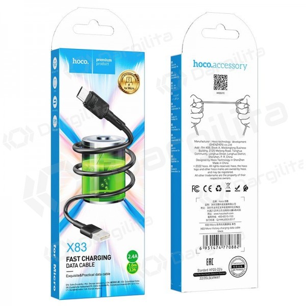 Micro USB laidas Hoco X83 USB-A į Micro USB 1 m juodas