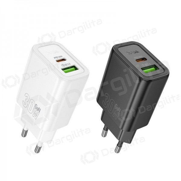 Telefono įkroviklis Hoco N63 30 W GaN USB-C + USB-A juodas