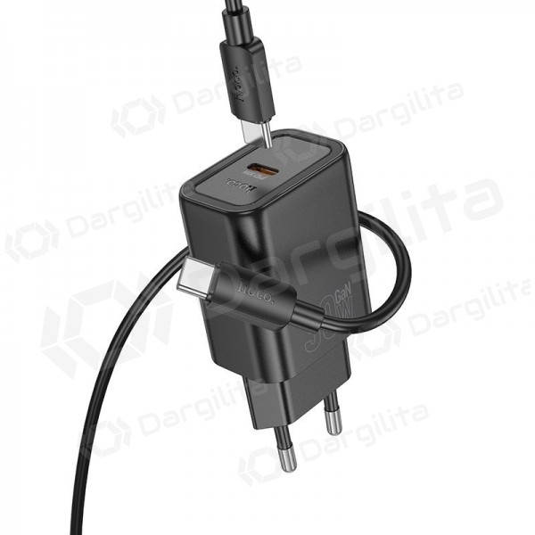 Telefono įkroviklis Hoco N62 GaN USB-C su USB-C laidu 1 m juodas