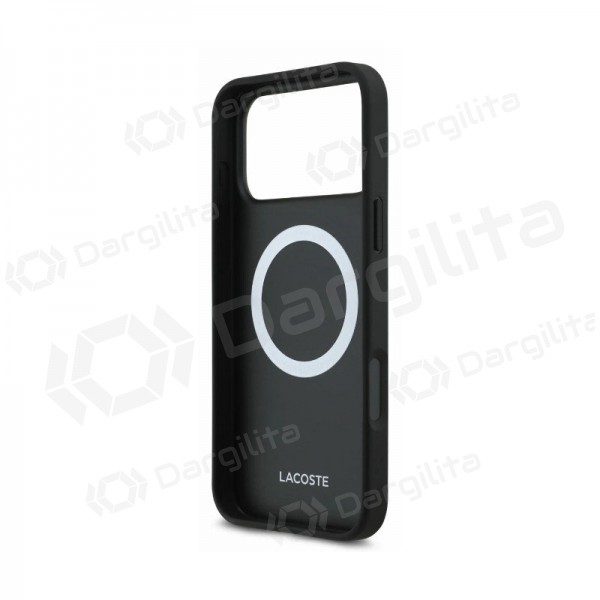 Apple iPhone 18 Pro Max dėklas "Lacoste PVC Petit Pique Semi Wrap Embossed MagSafe" (juodas)