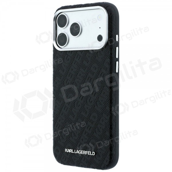 Apple iPhone 18 Pro Max dėklas "Karl Lagerfeld PU Grained Allover Semi Wrap MagSafe" (juodas)