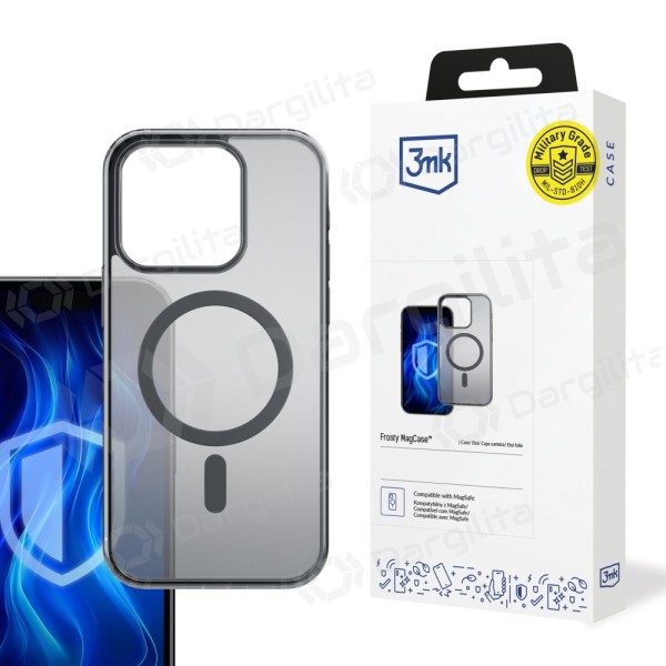 Apple iPhone 16 Pro dėklas "3mk Frosty MagCase" (juodas)
