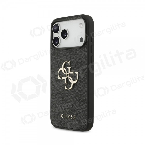 Apple iPhone 18 Pro dėklas "Guess PU 4G Metal Logo" (pilkas)