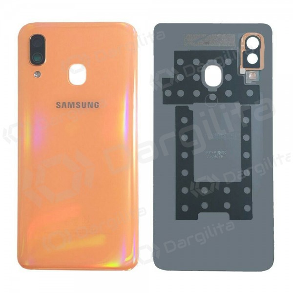 Samsung A405 Galaxy A40 2019 galinis baterijos dangtelis rausvas (Coral Orange) (naudotas grade B, originalus)