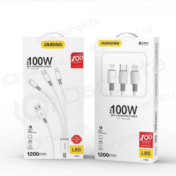 USB laidas Dudao L8s-3in1 USB-A į USB-C / Micro USB / Lightning 1.2 m
