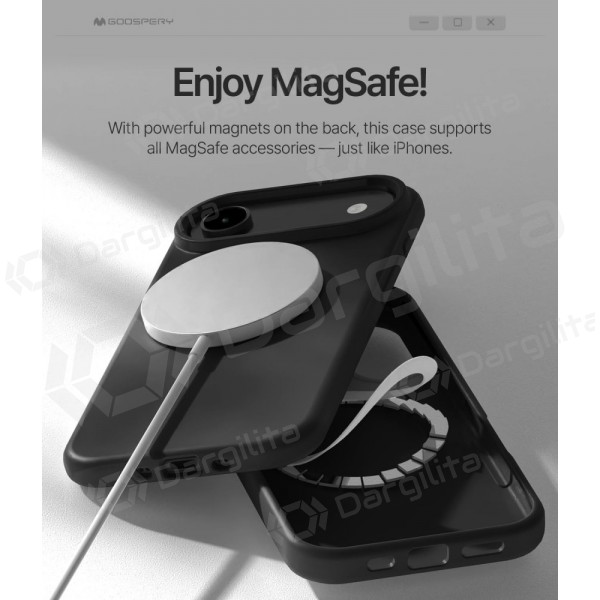 Apple iPhone Air dėklas Mercury "Pure Magsafe Silicon Case" (juodas)