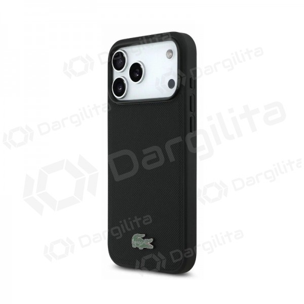 Apple iPhone 18 Pro Max dėklas "Lacoste PVC Petit Pique Semi Wrap Embossed MagSafe" (juodas)