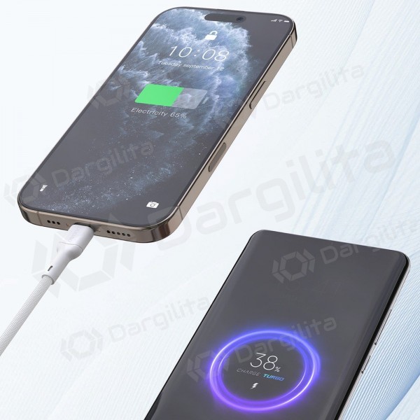 USB-C laidas Dudao L9C USB-C į USB-C 1 m 65 W baltas