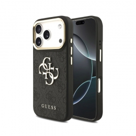 Apple iPhone 18 Pro dėklas "Guess PU Leather 4G Metal Logo Gold Frame"