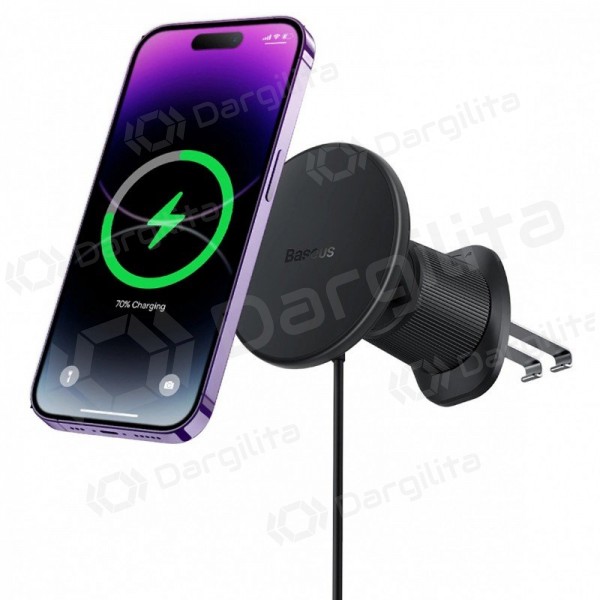 Automobilinis telefono laikiklis su belaidžiu įkrovimu Baseus CW01 MagSafe 15 W į ventiliacijos groteles