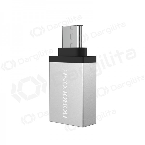 Adapteris Borofone BV3 Type-C OTG pilkas