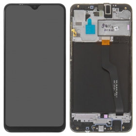 Samsung A105 Galaxy A10 ekranas (Dual SIM) (juodas) (su rėmeliu) (service pack) (originalus)