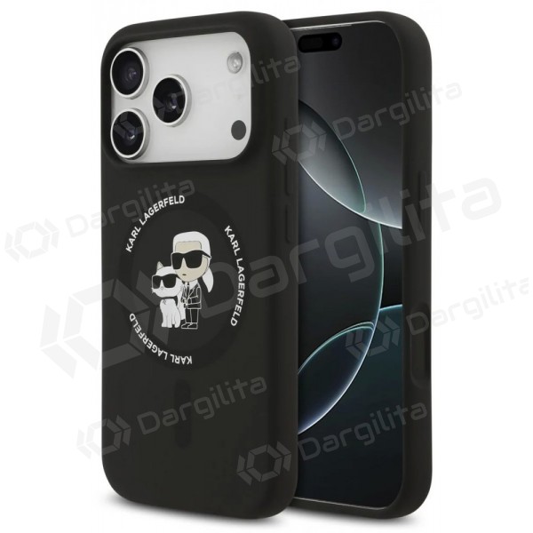 Apple iPhone 17 Pro dėklas "Karl Lagerfeld Liquid Silicone Karl and Choupette MagSafe" (juodas)