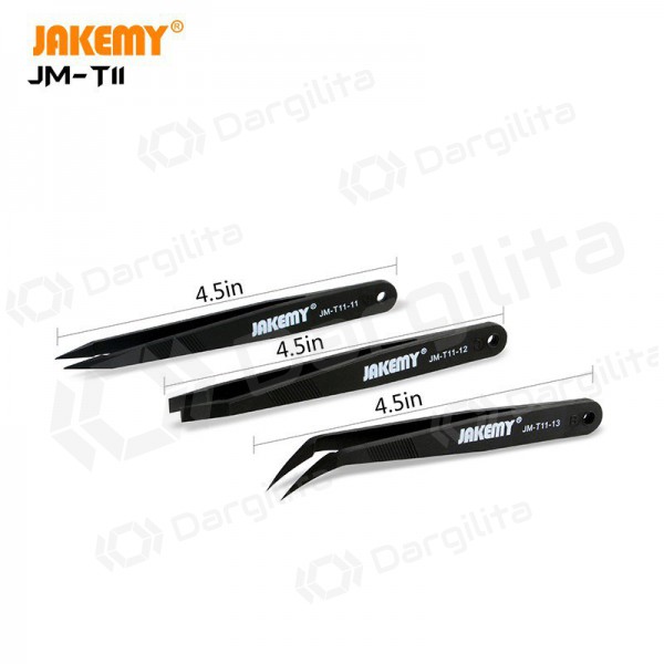 Metalinis antistatinis pincetas Jakemy JM-T11 ESD (3vnt )