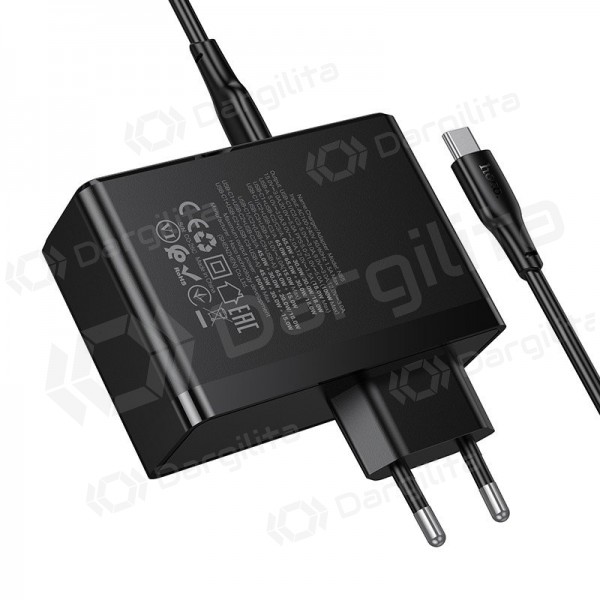Tinklo įkroviklis Hoco N85 100 W 3x USB-C + USB-A su USB-C laidu 2 m juodas