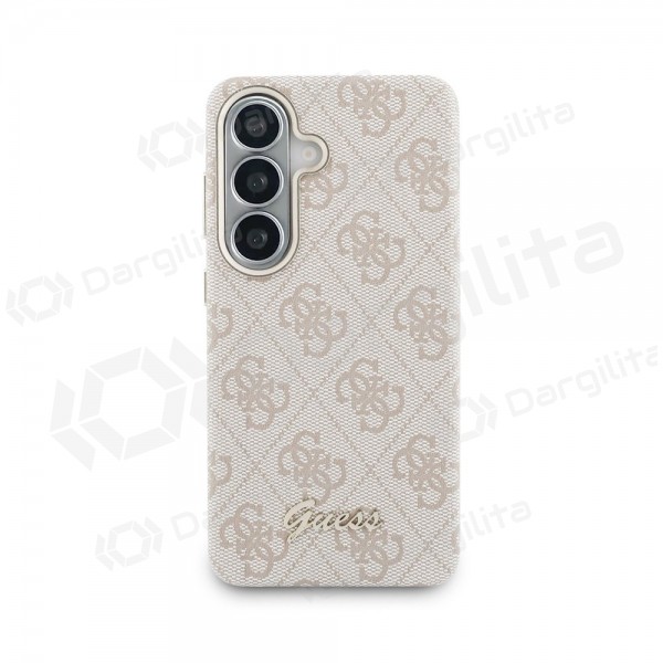 Samsung Galaxy S26 dėklas "Guess PU 4G Script Metal Logo Magnetic" (rožinis)