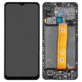 Samsung M127 Galaxy M12 2021 ekranas (juodas) (su rėmeliu) (service pack) (originalus)