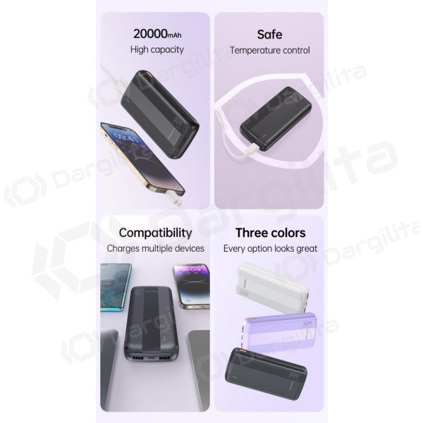 Išorinė baterija (Power Bank) Awei P19K 20000 mAh 5V / 2.4A, juoda