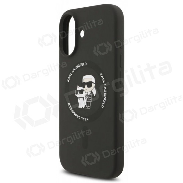 Apple iPhone 17 dėklas "Karl Lagerfeld Liquid Silicone Karl and Choupette MagSafe" (juodas)