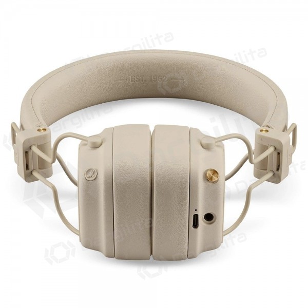 Belaidės ausinės Marshall Major V Bluetooth On-Ear USB-C 3,5 mm kreminės