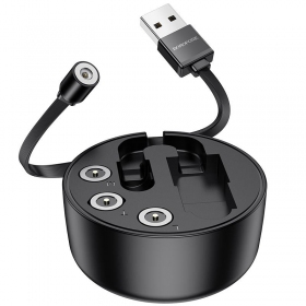 USB kabelis Borofone BU26 3in1 microUSB-Lightning-Type-C magnetinic 1.0m (juodas)