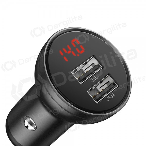 Automobilinis telefono įkroviklis Baseus Digital Display CCBX-0G 24 W 2x USB-A juodas