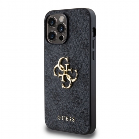 Apple iPhone 14 Pro Max dėklas "Guess PU 4G Metal Logo" (pilkas)